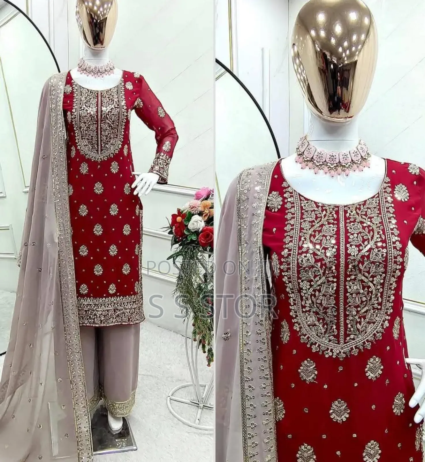 Pakistani Aspire Three Piece All Over Siquyens Ambudari Wark