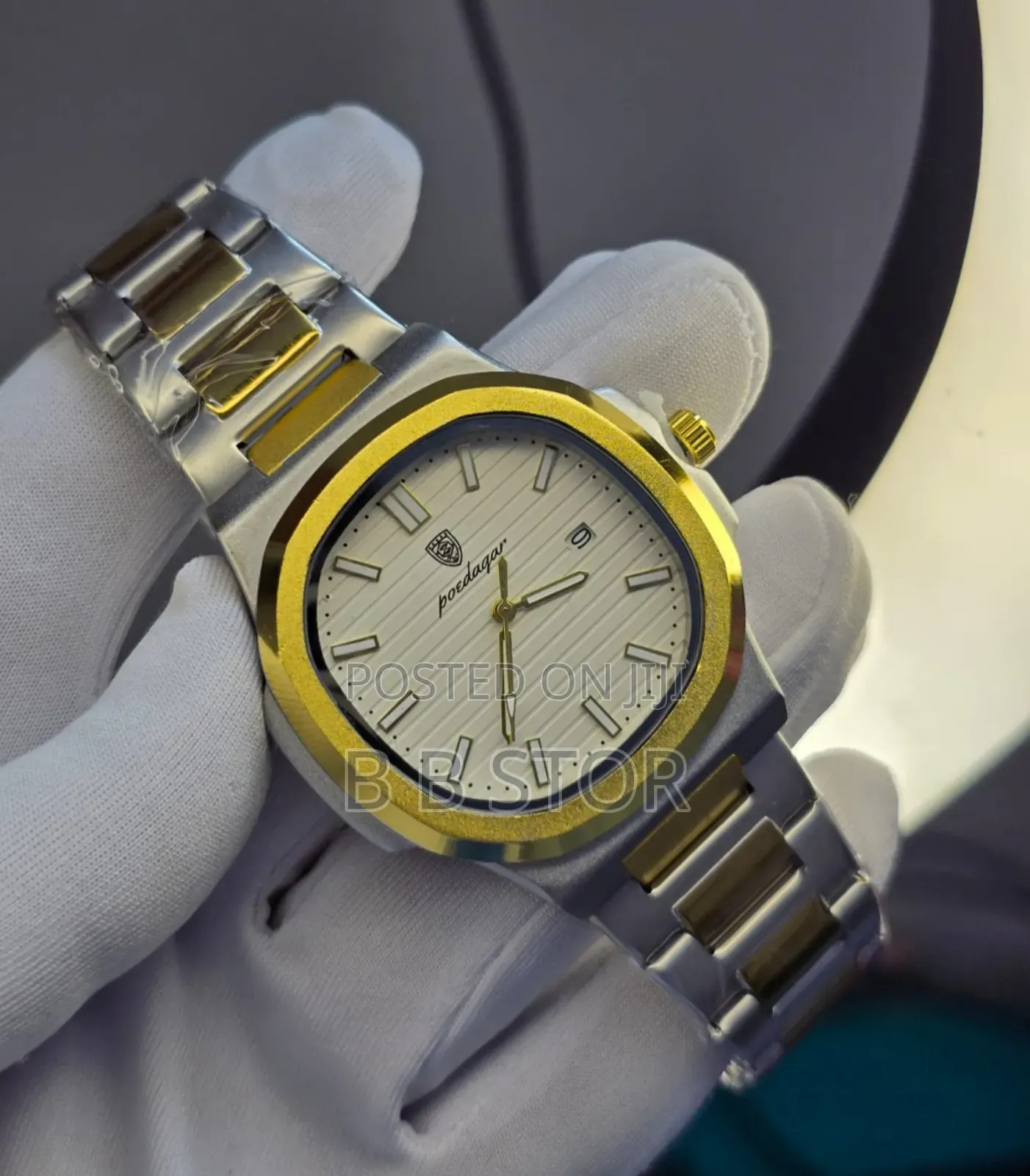 Luxury Two-Tone Wrist Watch ক্লাসিক টেক্সচার ডিজাইন