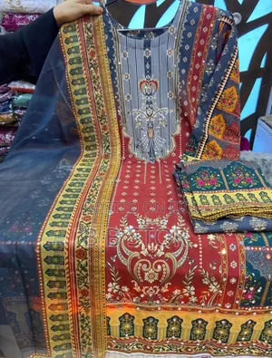 Digital Print 3pices Kamiz- Dubai Cerry