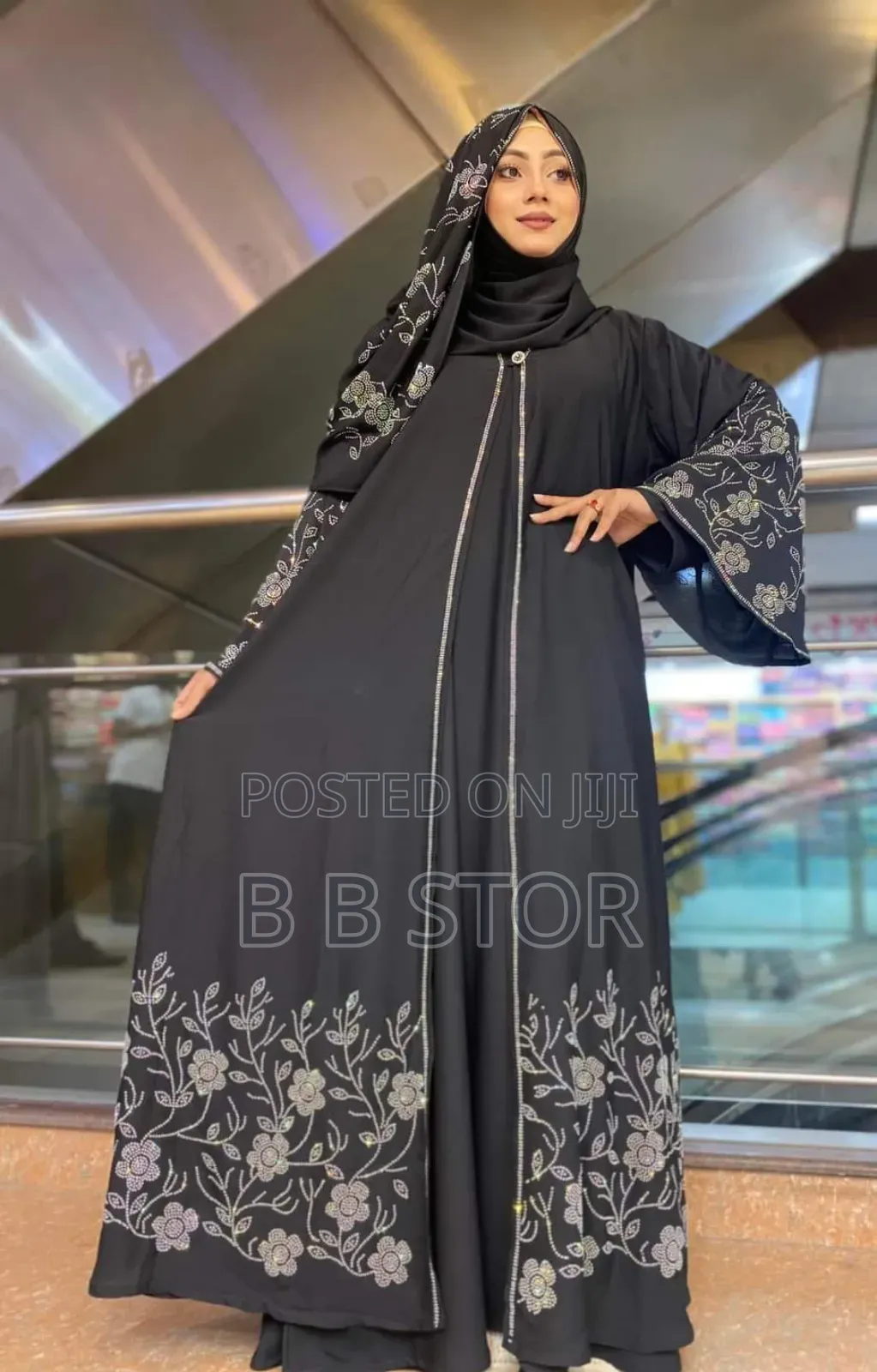 Premium Stone Borka With Hijab