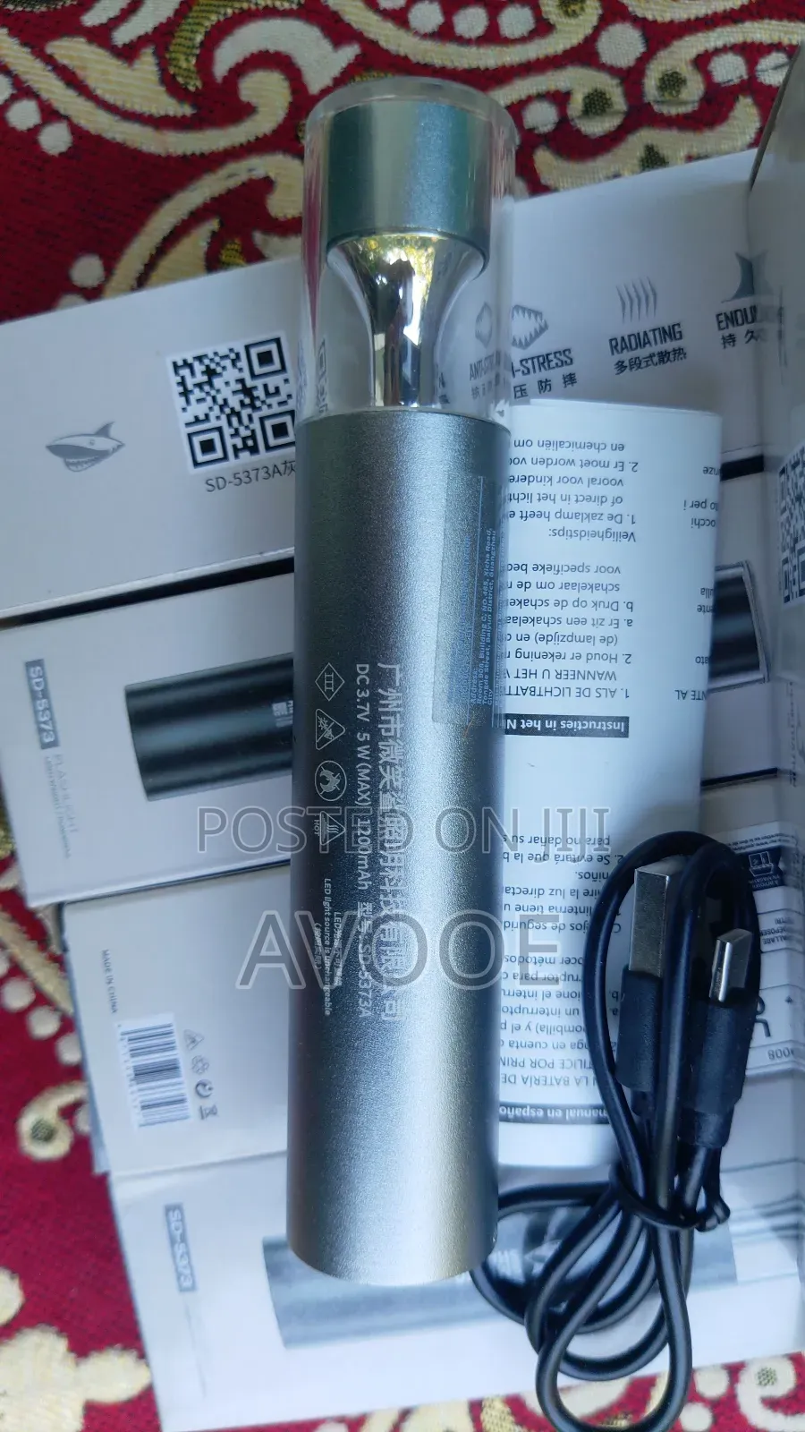 Luxury Metal Body Multifunctional 7 In1 Rechargeable Waterproof Light