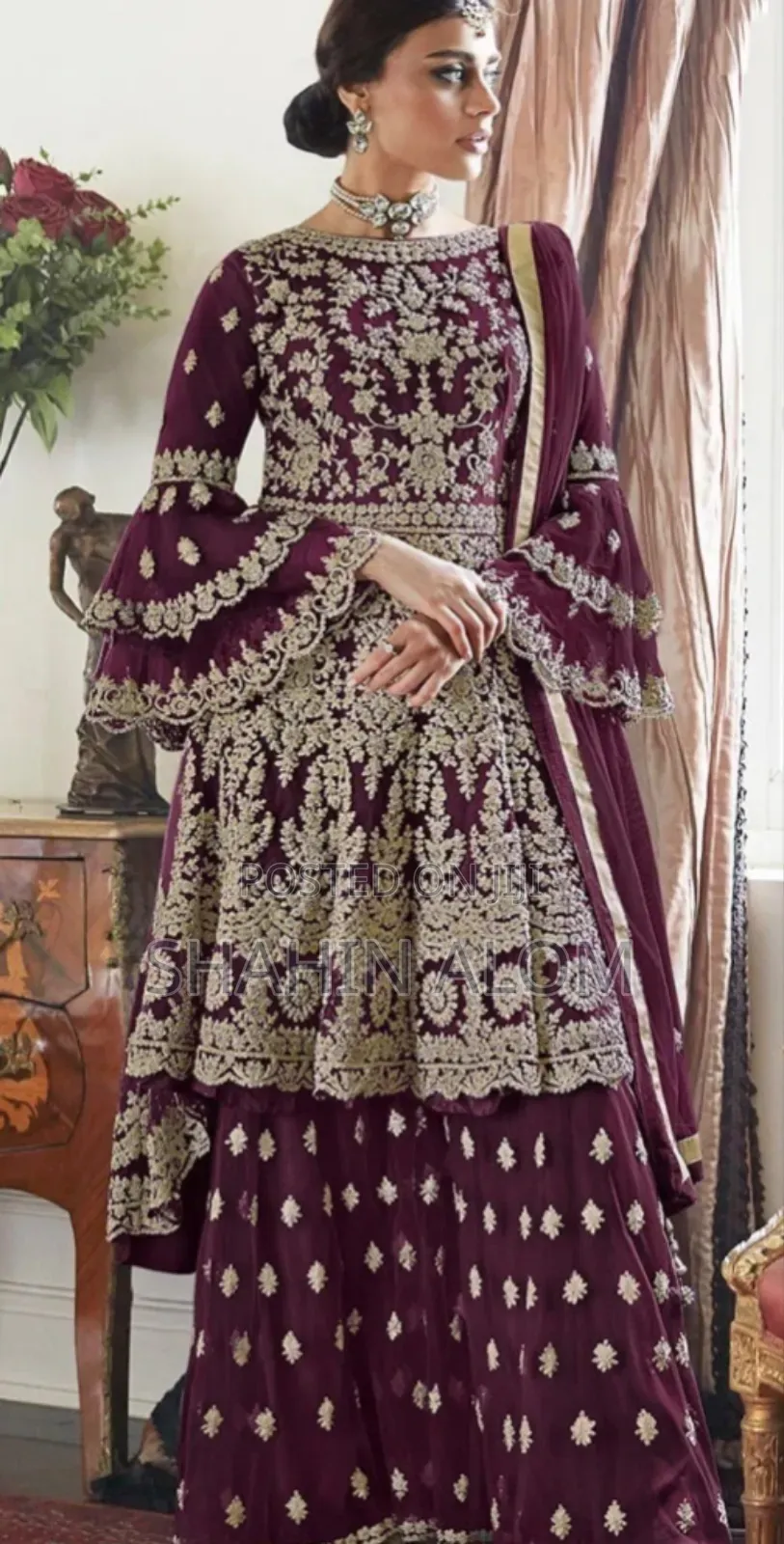 রেডিমেড জর্জেট এমব্রয়ডারি পার্টি ড্রেস