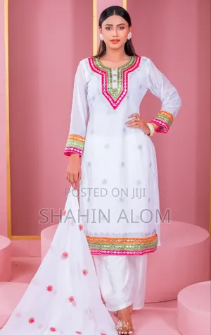 রেডিমেড জর্জেট ডলার এবং এমব্রয়ডারি কাজ করা থ্রী পিস