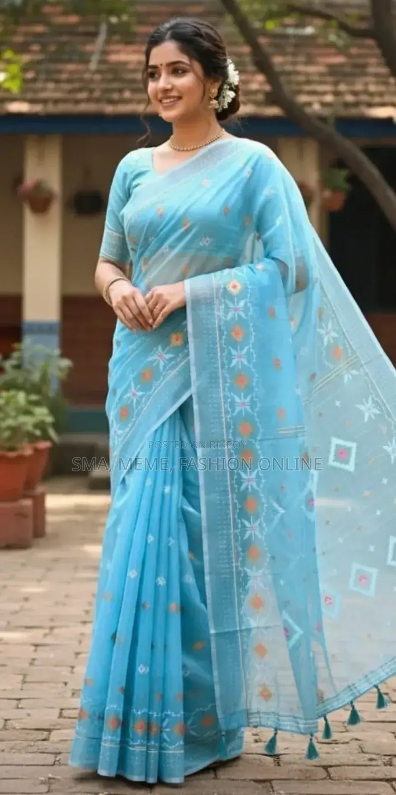 Half Silk Jamdani Print Saree