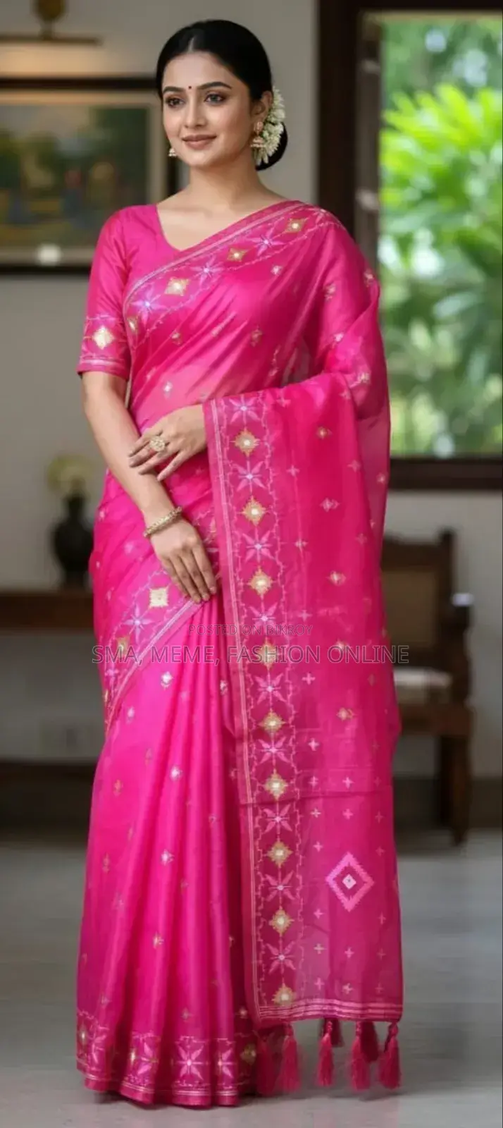 Half Silk Jamdani Print Saree