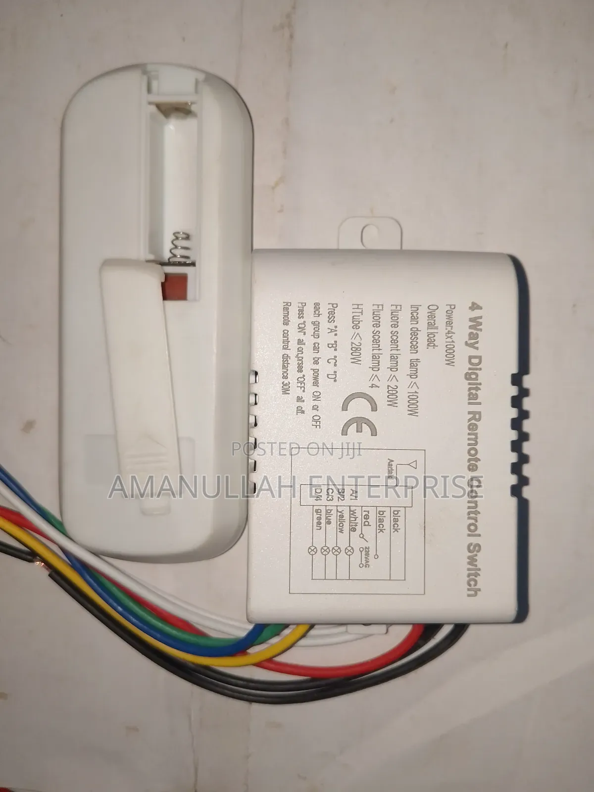 4 Way Digital Remote Control Switch for Controlling Multiple Lights.