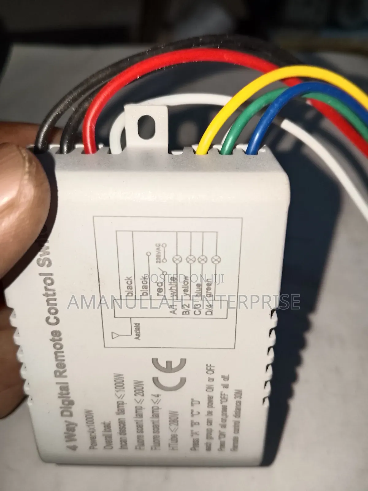 4 Way Digital Remote Control Switch for Controlling Multiple Lights.