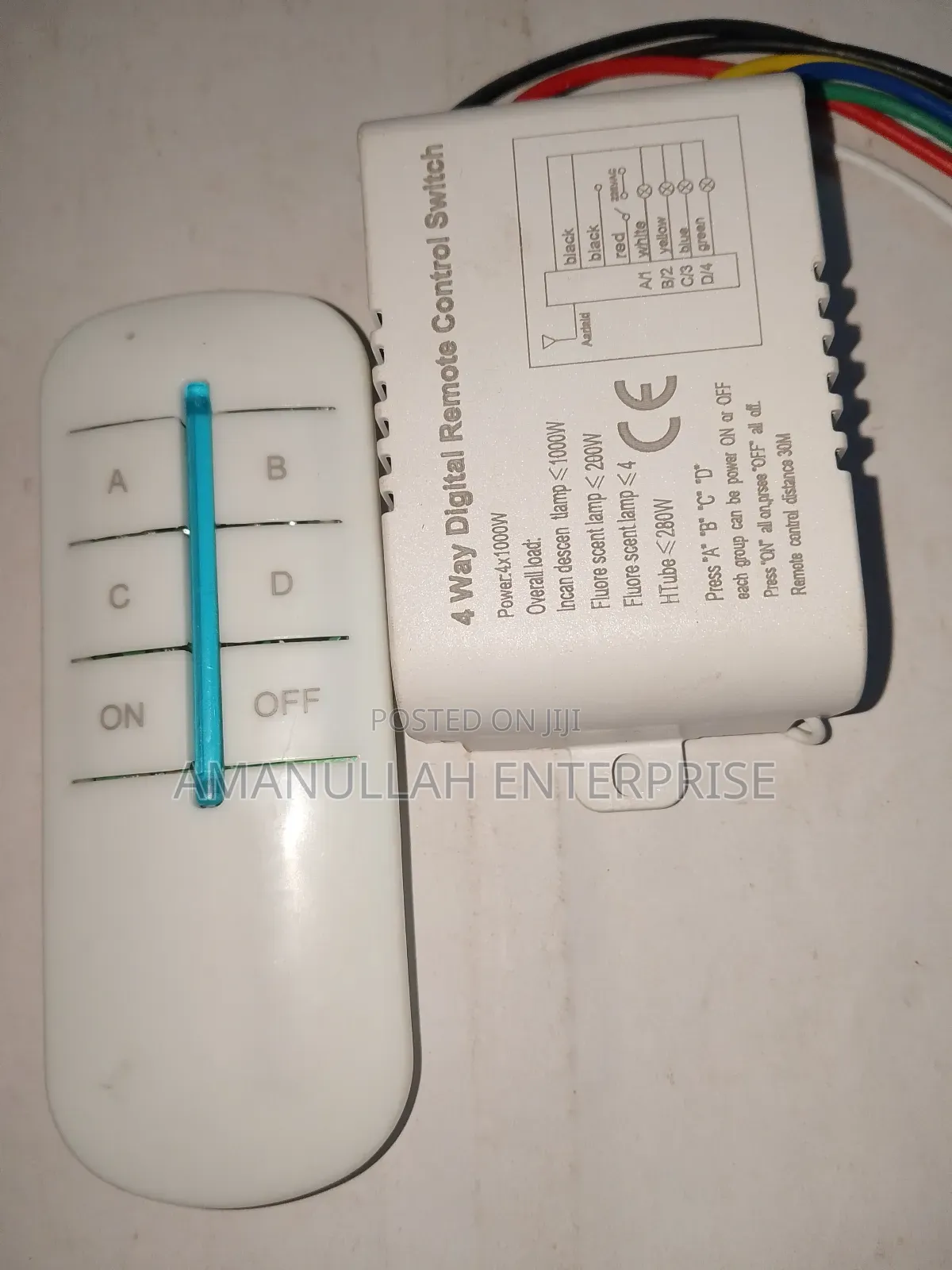 4 Way Digital Remote Control Switch for Controlling Multiple Lights.