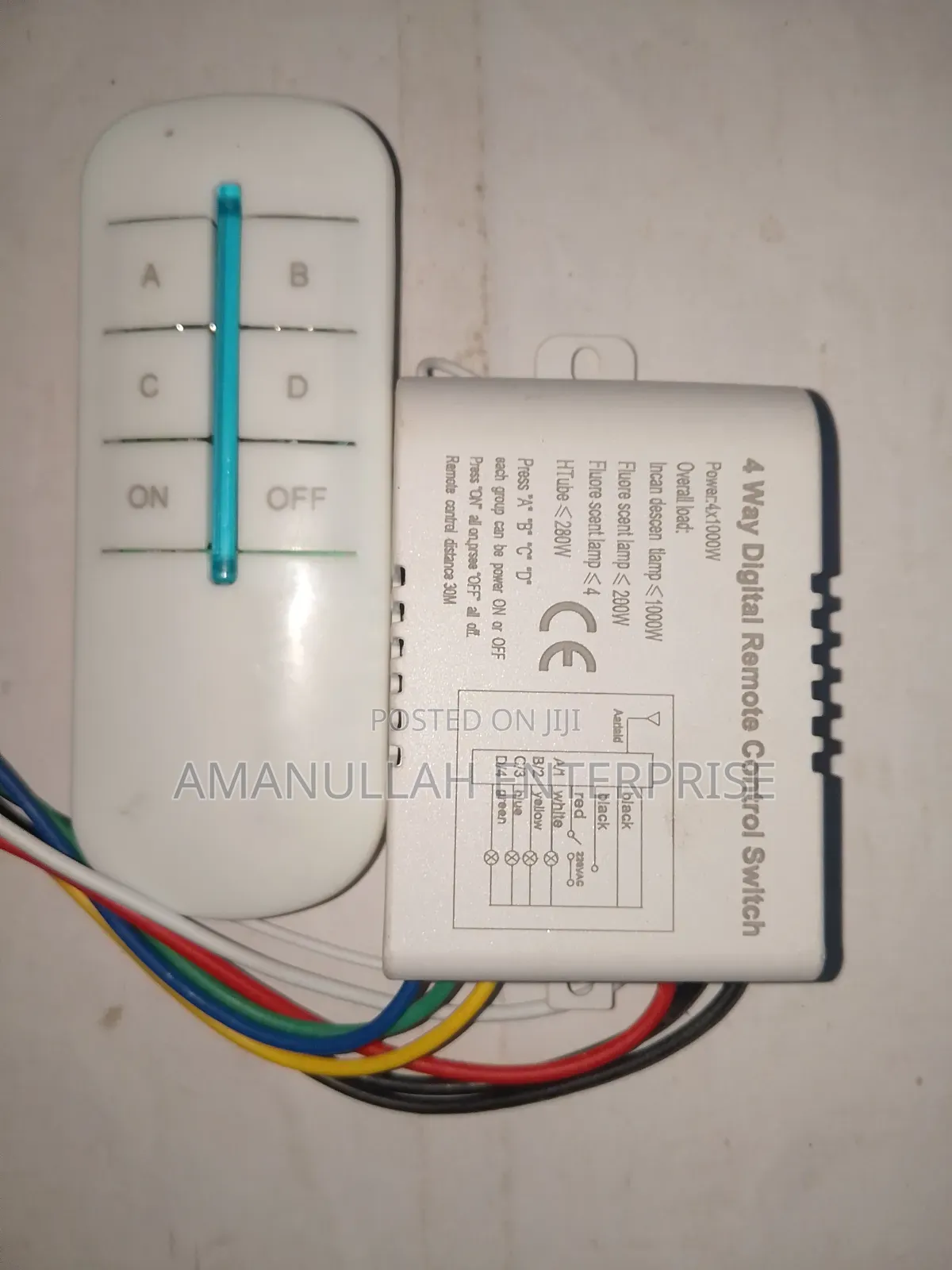 4 Way Digital Remote Control Switch for Controlling Multiple Lights.