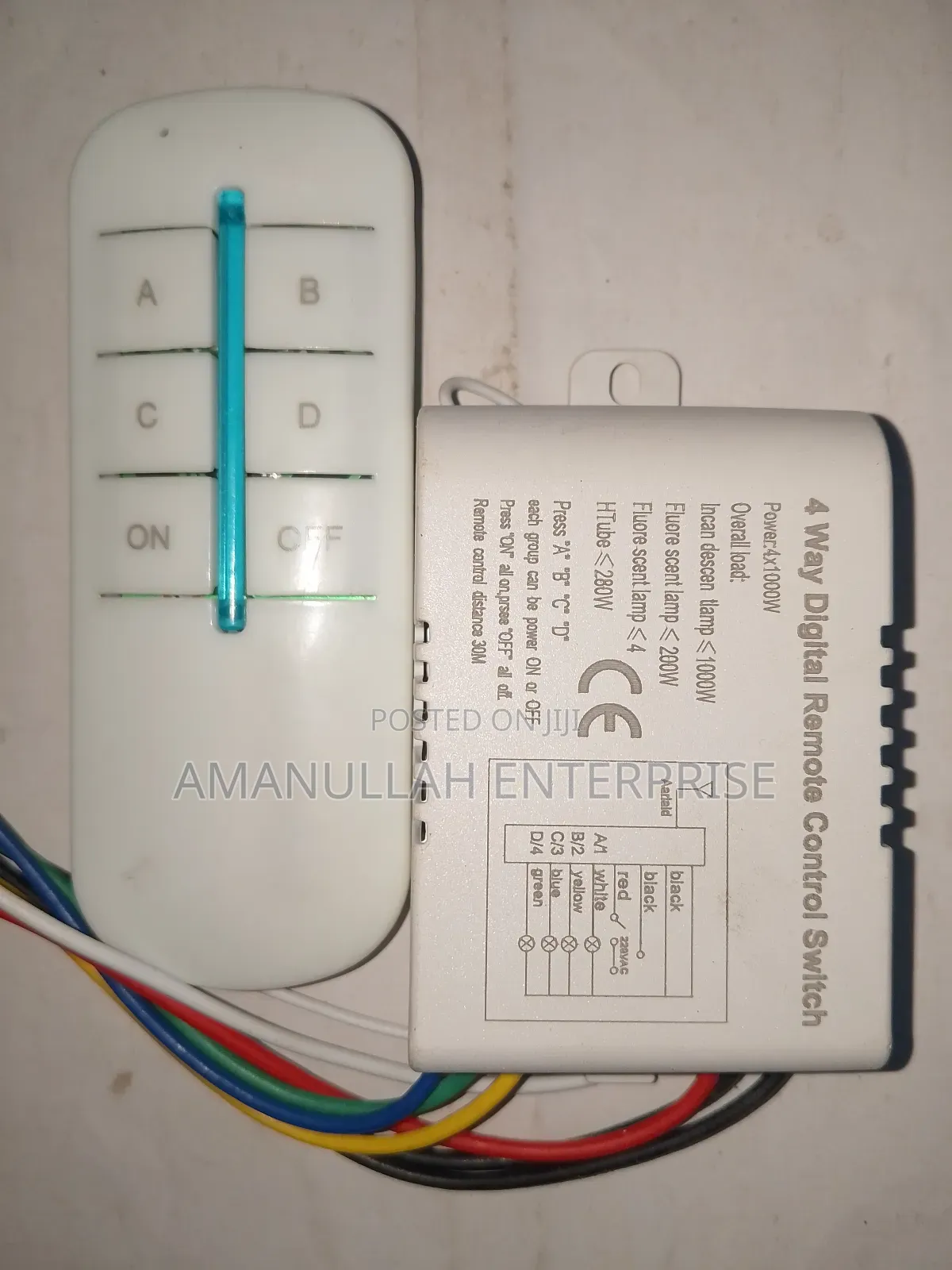 4 Way Digital Remote Control Switch for Controlling Multiple Lights.