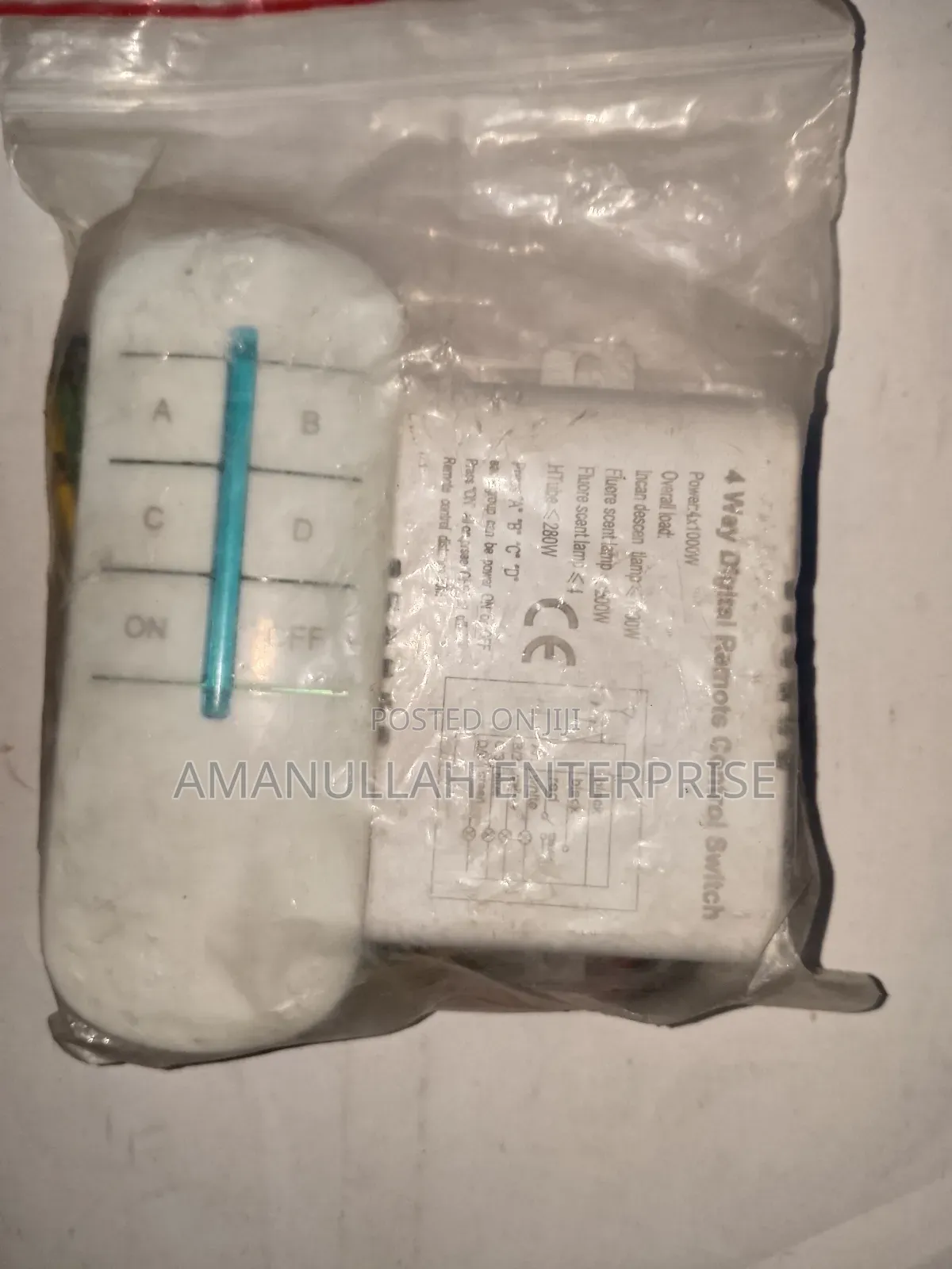 4 Way Digital Remote Control Switch for Controlling Multiple Lights.