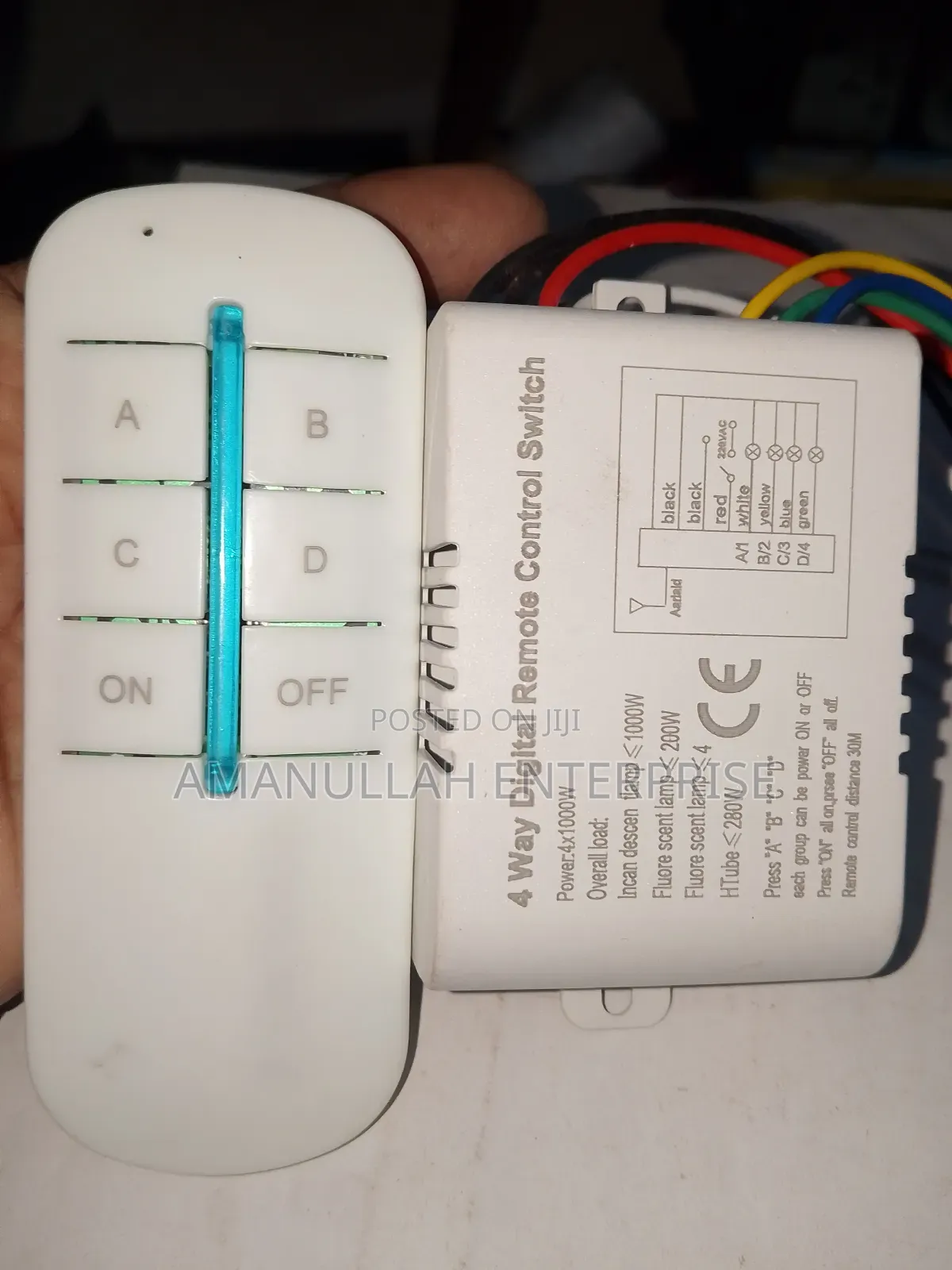 4 Way Digital Remote Control Switch for Controlling Multiple Lights.