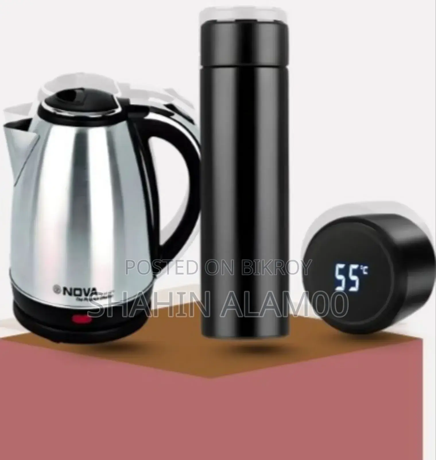 Smart Portable Led Flask + Nova Stainless Steel Electric Kettle 2.0l