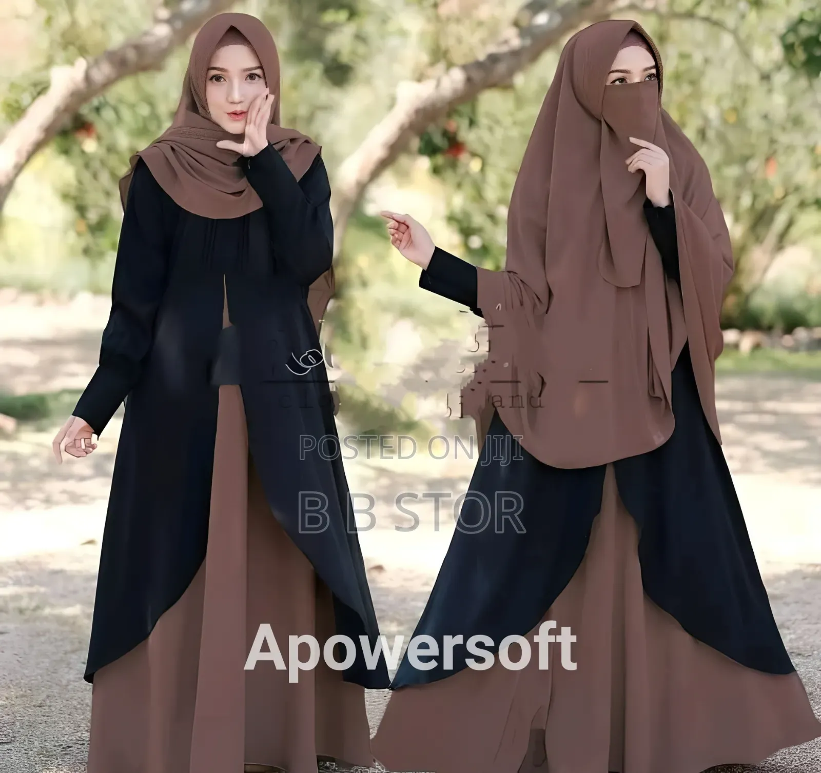 Dubai Cherry Borka With Hijab Nikab Set
