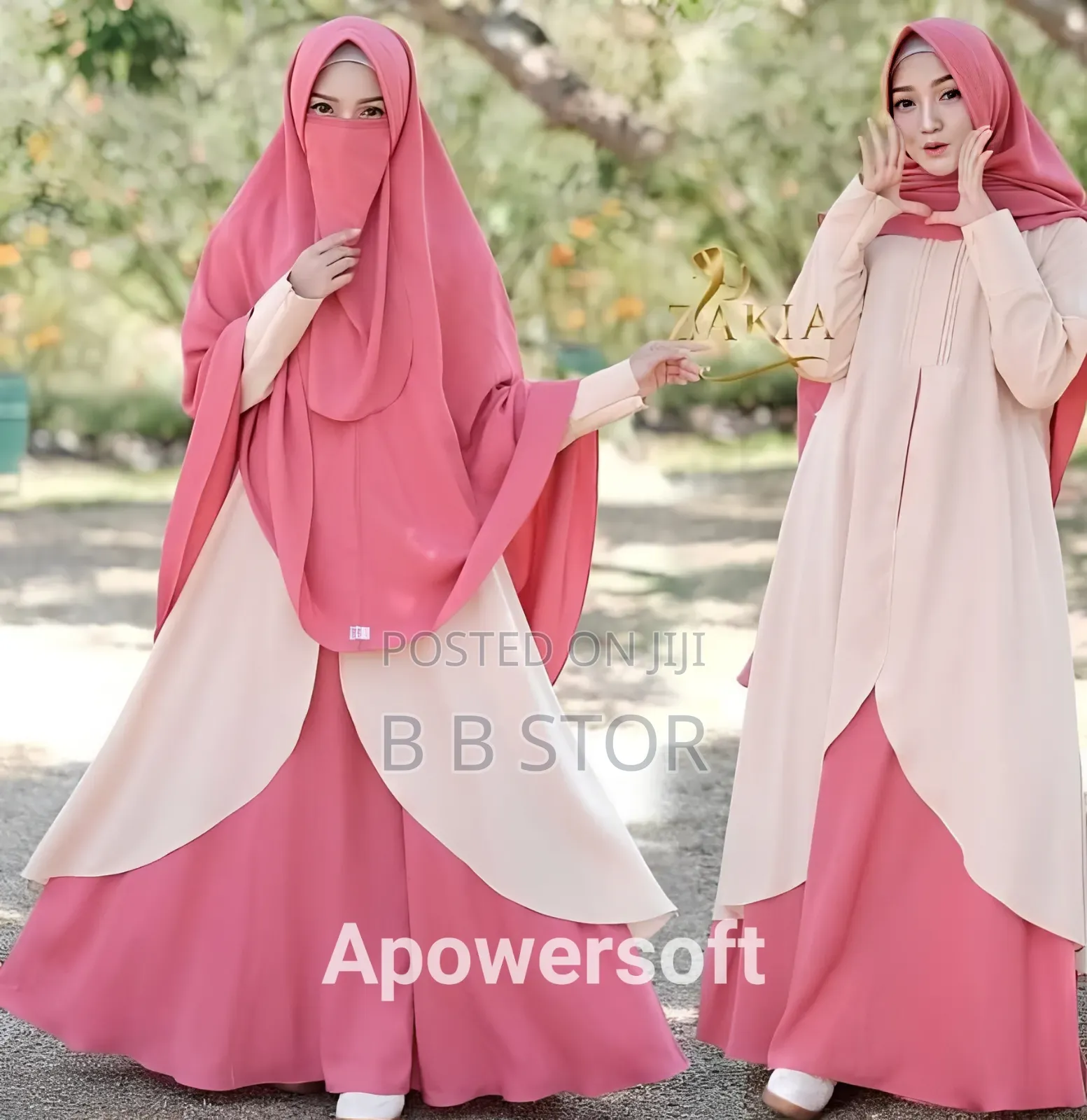 Dubai Cherry Borka With Hijab Nikab Set