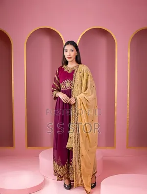 সেমি স্টিচড ওয়েটলেস জর্জেট আনারকলি পার্টি ড্রেস