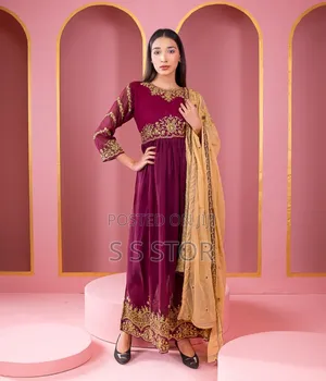 সেমি স্টিচড ওয়েটলেস জর্জেট আনারকলি পার্টি ড্রেস