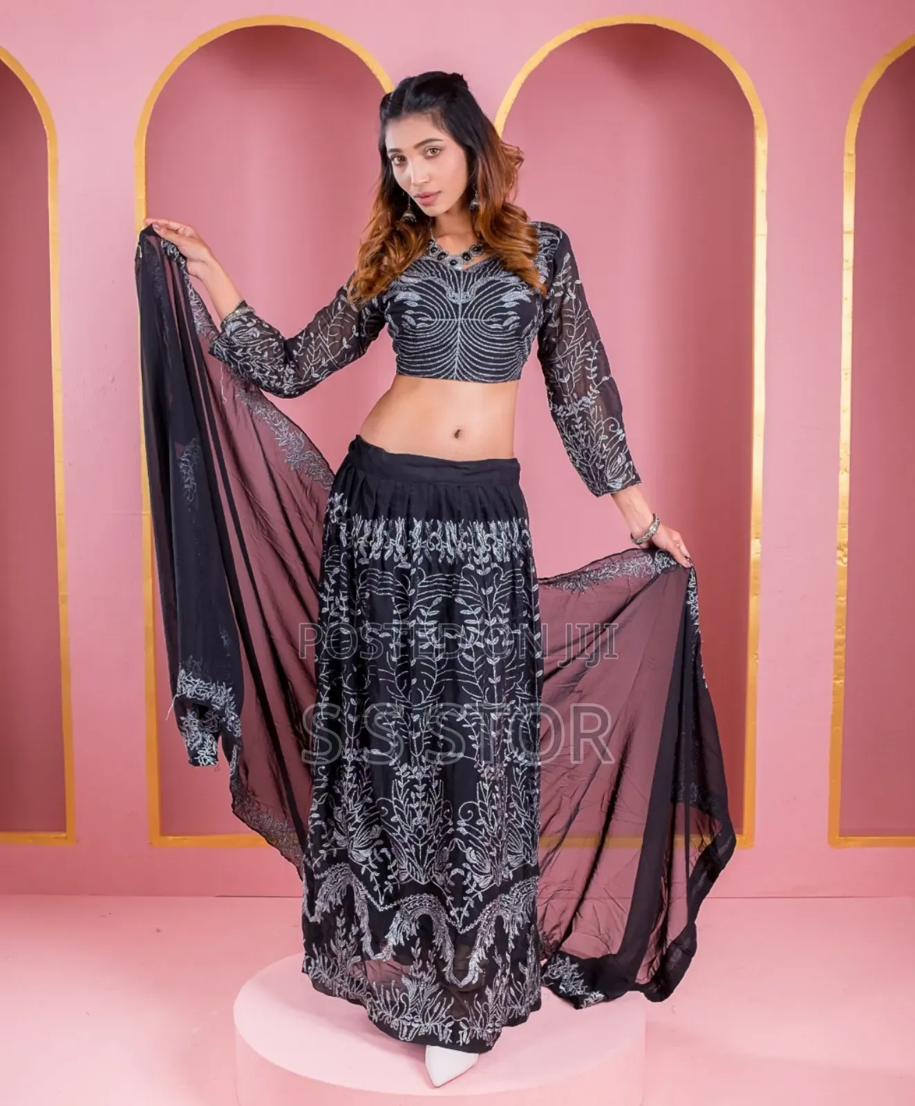 রেডিমেড লেহেঙ্গা জর্জেট এমব্রয়ডারি পার্টি ড্রেস New Update