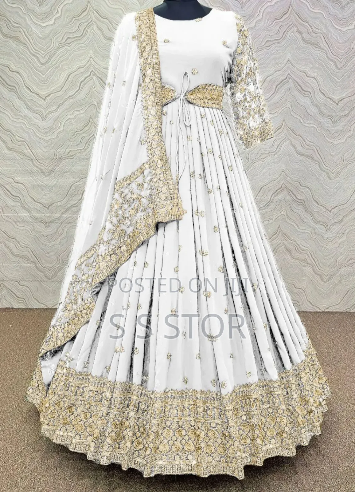 সেমী স্টিচড জর্জেট এমব্রয়ডারি লং ফ্লোর টাচ আনারকলি পার্টি ড্রেস Girls