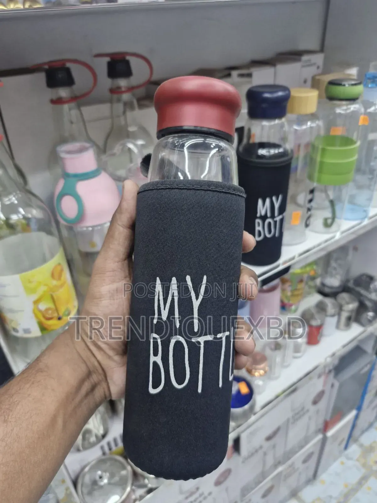 Jazz Style Glass Water Bottle 500ml With Aluminum Cap