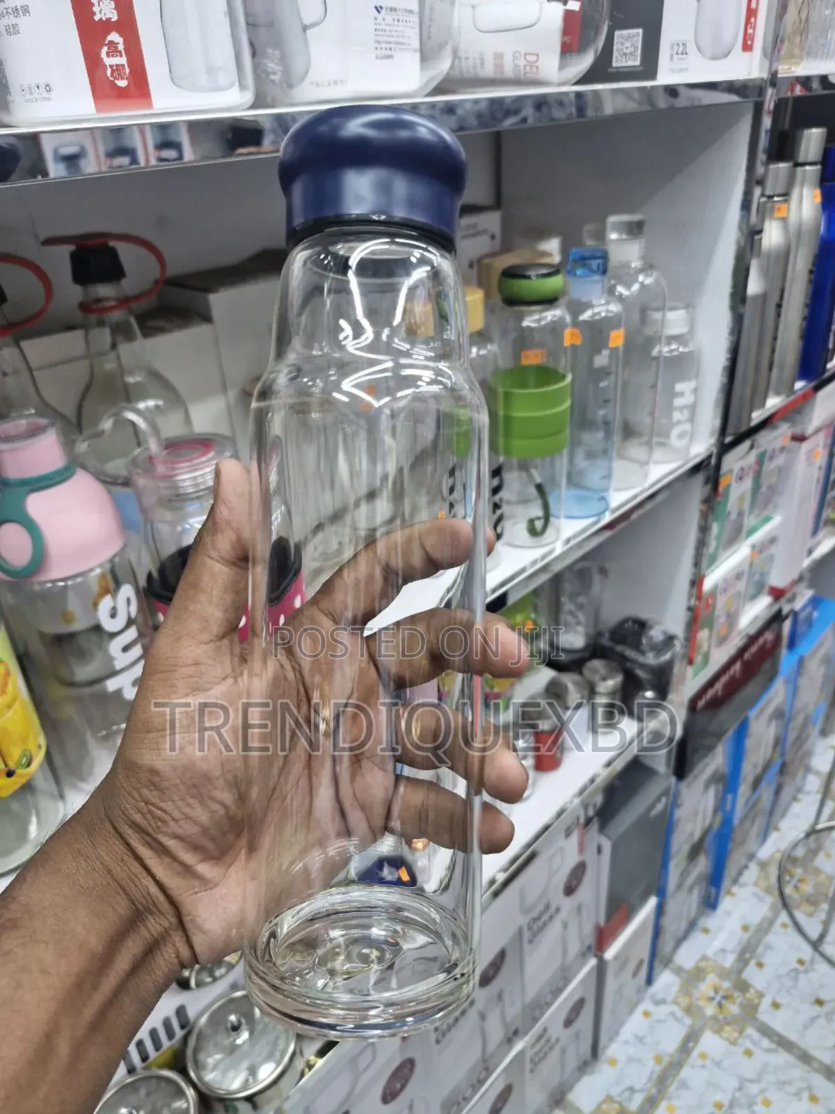 Jazz Style Glass Water Bottle 500ml With Aluminum Cap