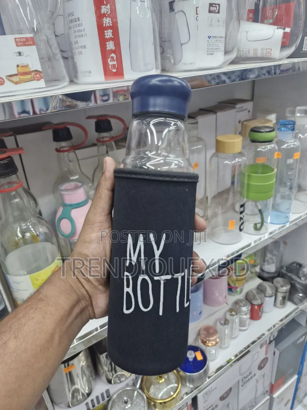 Jazz Style Glass Water Bottle 500ml With Aluminum Cap