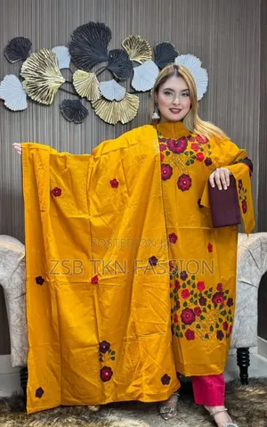 এ্যাপ্লিক কাজ করা থ্রি পিস ড্রেস New Update