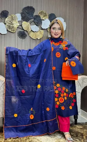 এ্যাপ্লিক কাজ করা থ্রি পিস ড্রেস New Update