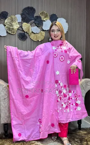 এ্যাপ্লিক কাজ করা থ্রি পিস ড্রেস New Update