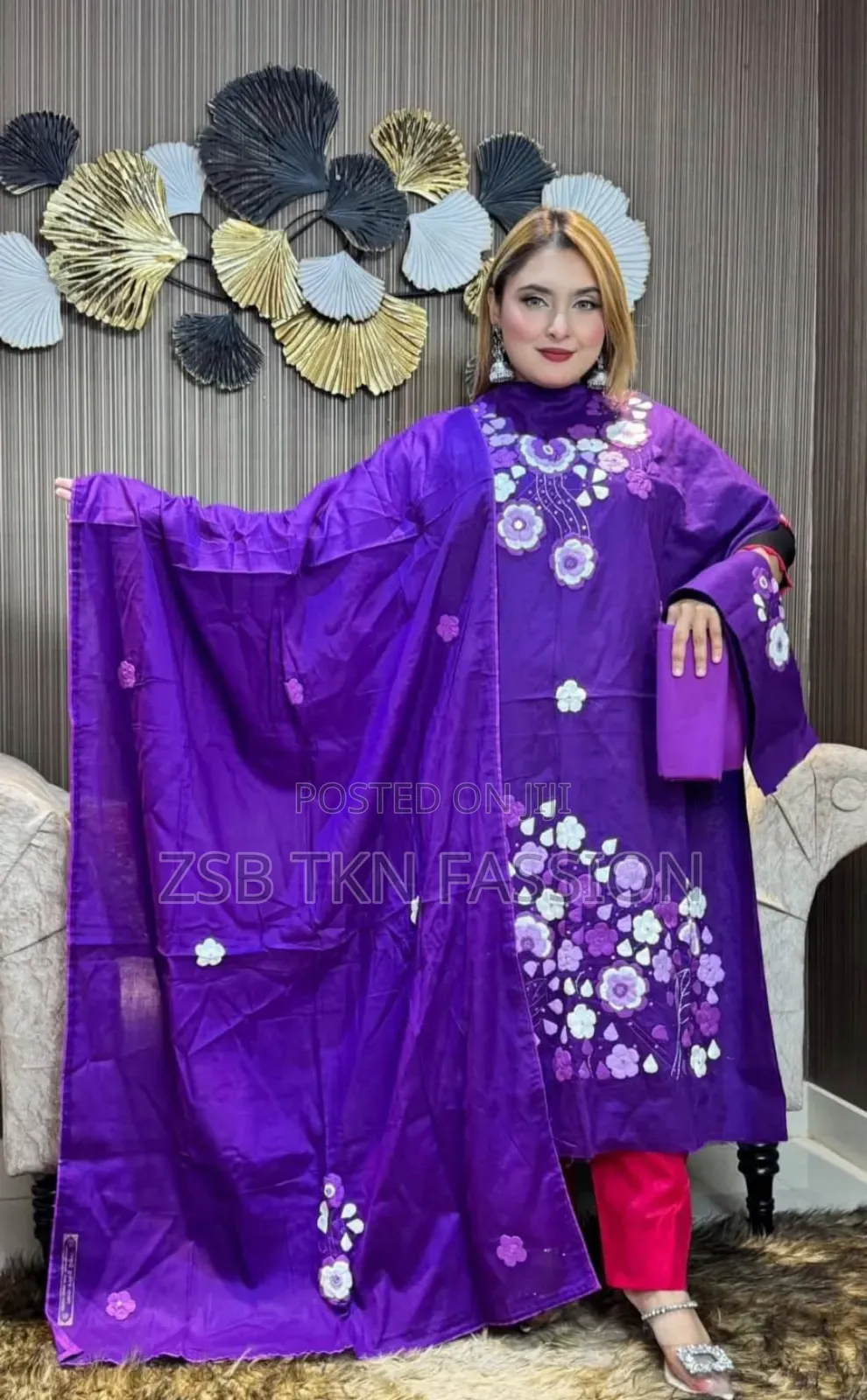 এ্যাপ্লিক কাজ করা থ্রি পিস ড্রেস New Update