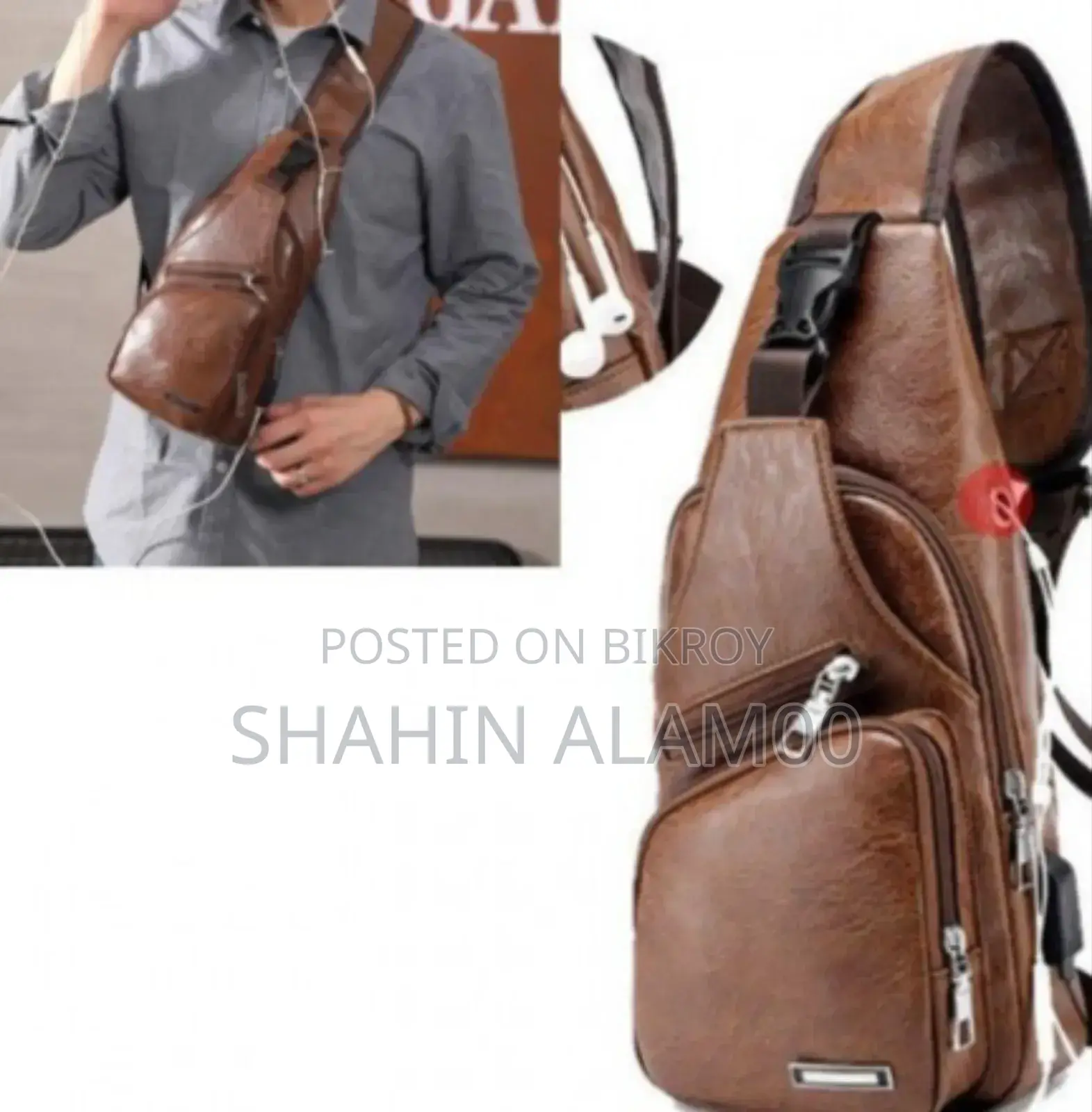 Men's Outdoor Leather Shoulder Chest Sling Bag