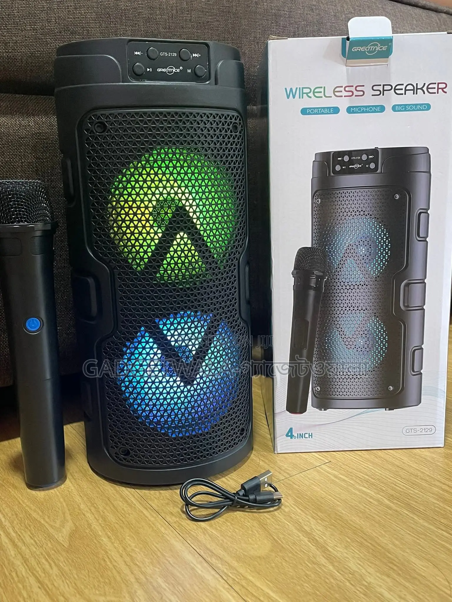 GTS-2129 Dual 4"+4" Wireless Karaoke Speaker With Wireless Microphone