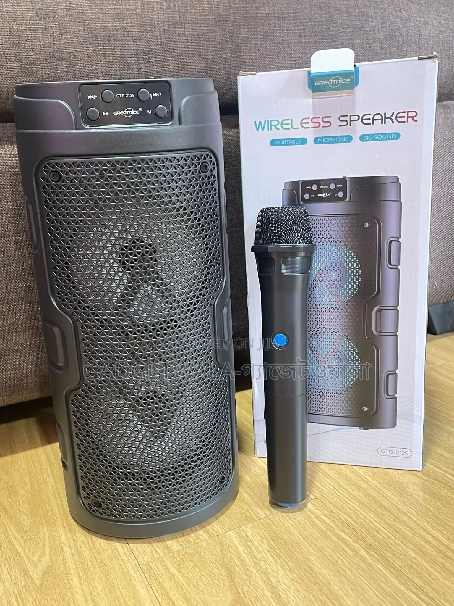 GTS-2129 Dual 4"+4" Wireless Karaoke Speaker With Wireless Microphone