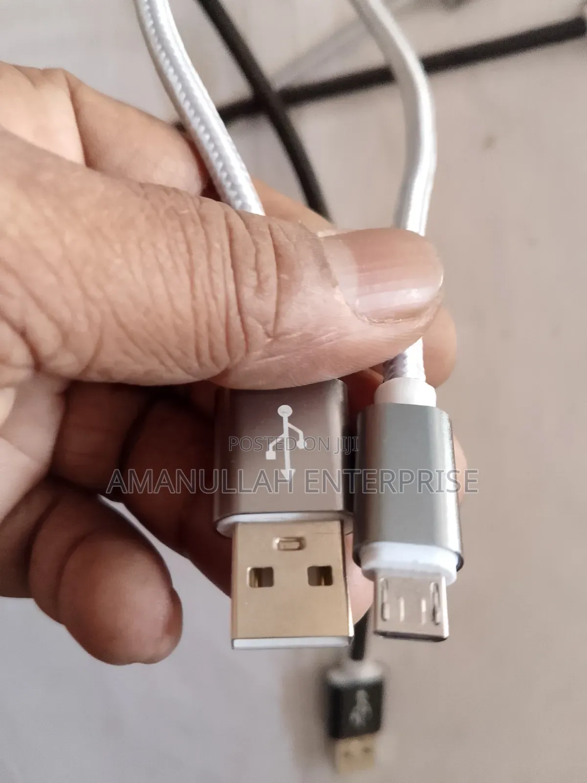 Short Braided Usb Type-a to Micro-Usb Cable for Charging and Data.