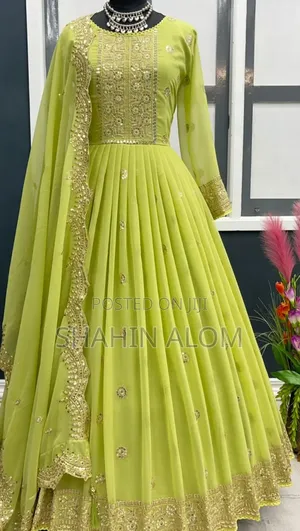 রেডিমেড জর্জেট এমব্রয়ডারি পার্টি ড্রেস