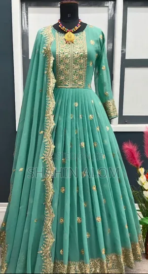 রেডিমেড জর্জেট এমব্রয়ডারি পার্টি ড্রেস