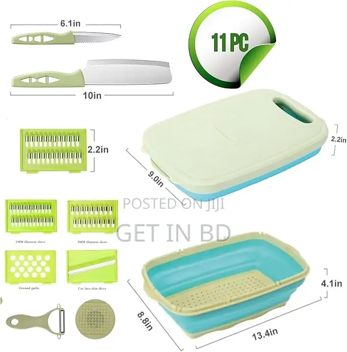 9-in-1 Cutting Board Foldable Fruit And Vegetable Filter Bas