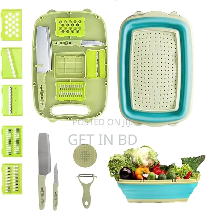 9-in-1 Cutting Board Foldable Fruit And Vegetable Filter Bas