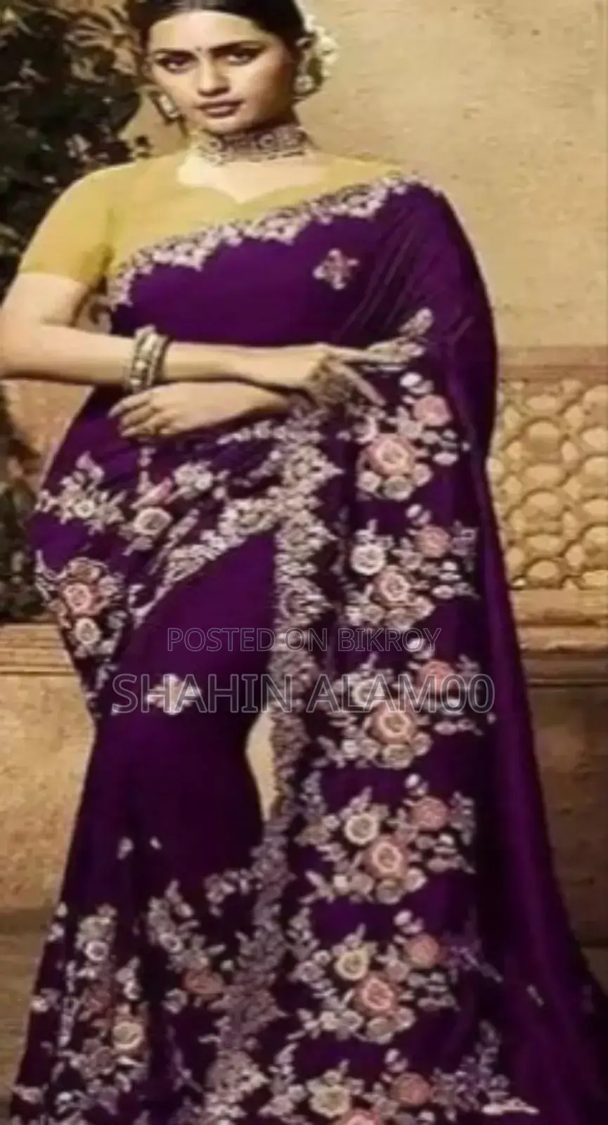 ইন্ডিয়ান জর্জেট শাড়ি ব্লাউজ পিস সহ