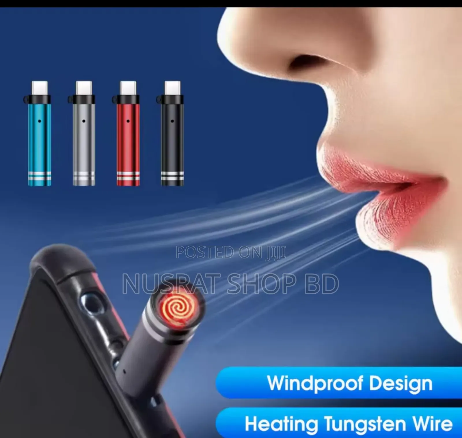 Usb‐C Mini Lighter (Tungsten Wire, Blow‐To‐Ignite) Code : 10554