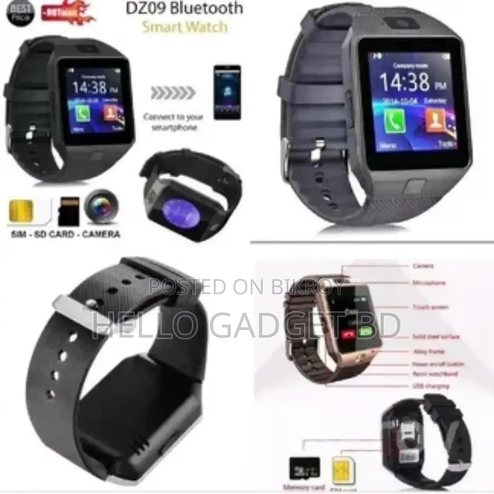 Dz09 Smart Watch – Sim Support | Camera | Best Seller 