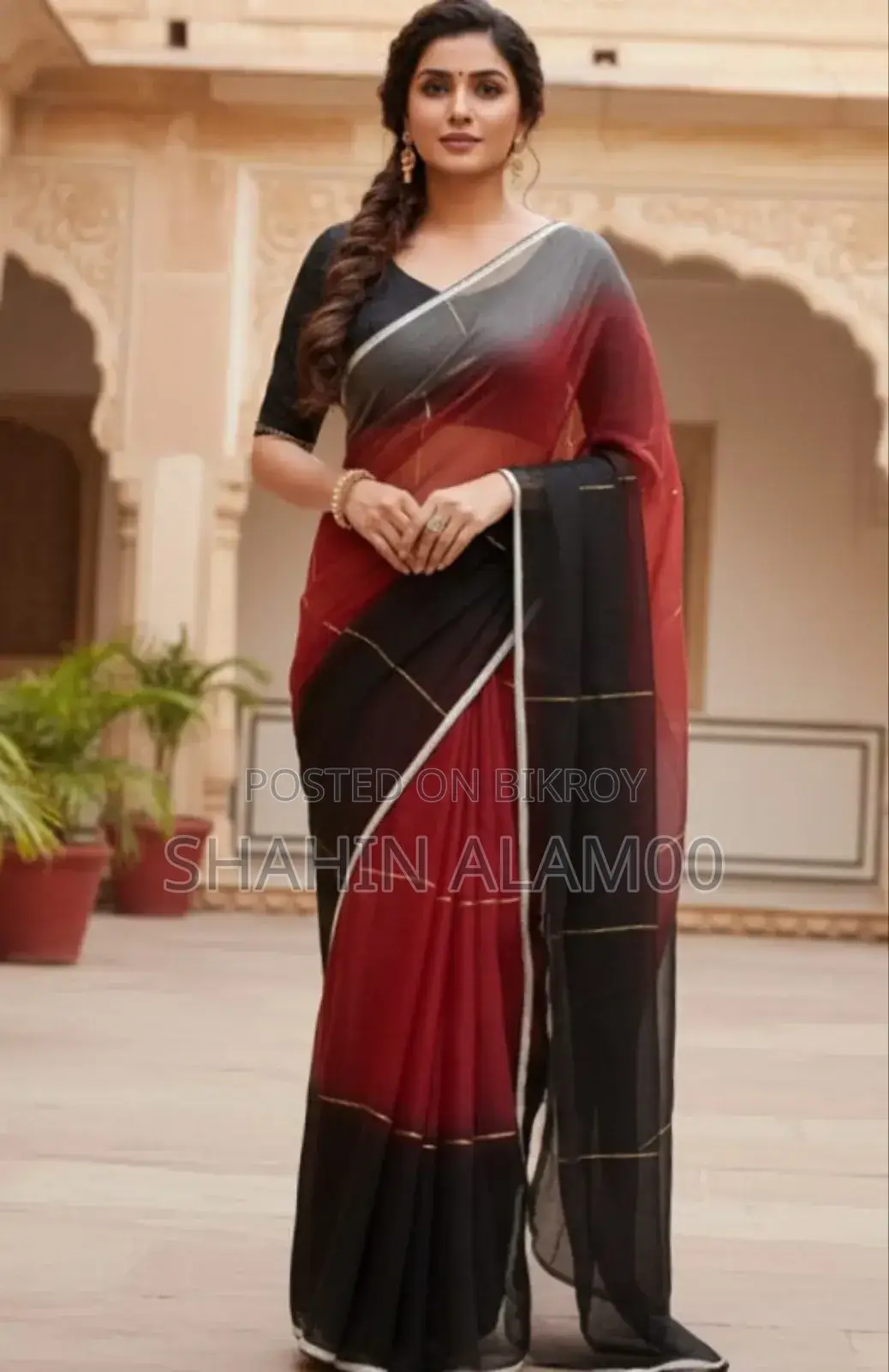 হাফ সিল্ক শাড়ি উইথ ব্লাউজ পিস