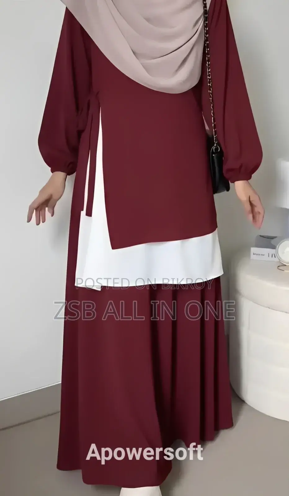 Double Part Ribbon Abaya Set
