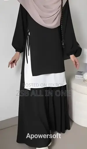 Double Part Ribbon Abaya Set