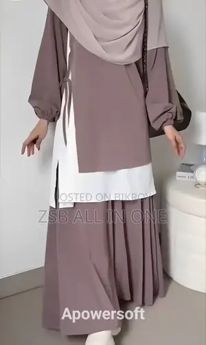 Double Part Ribbon Abaya Set
