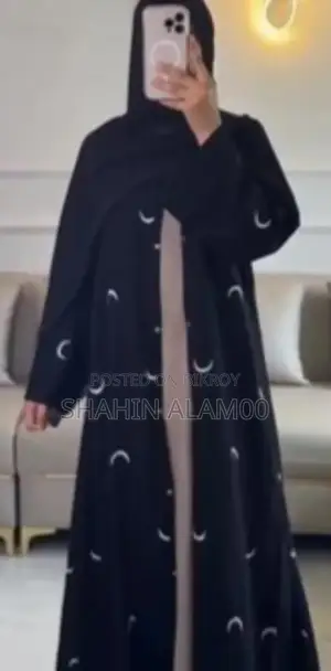 Moon Embroidery Burqa (with Hijab)
