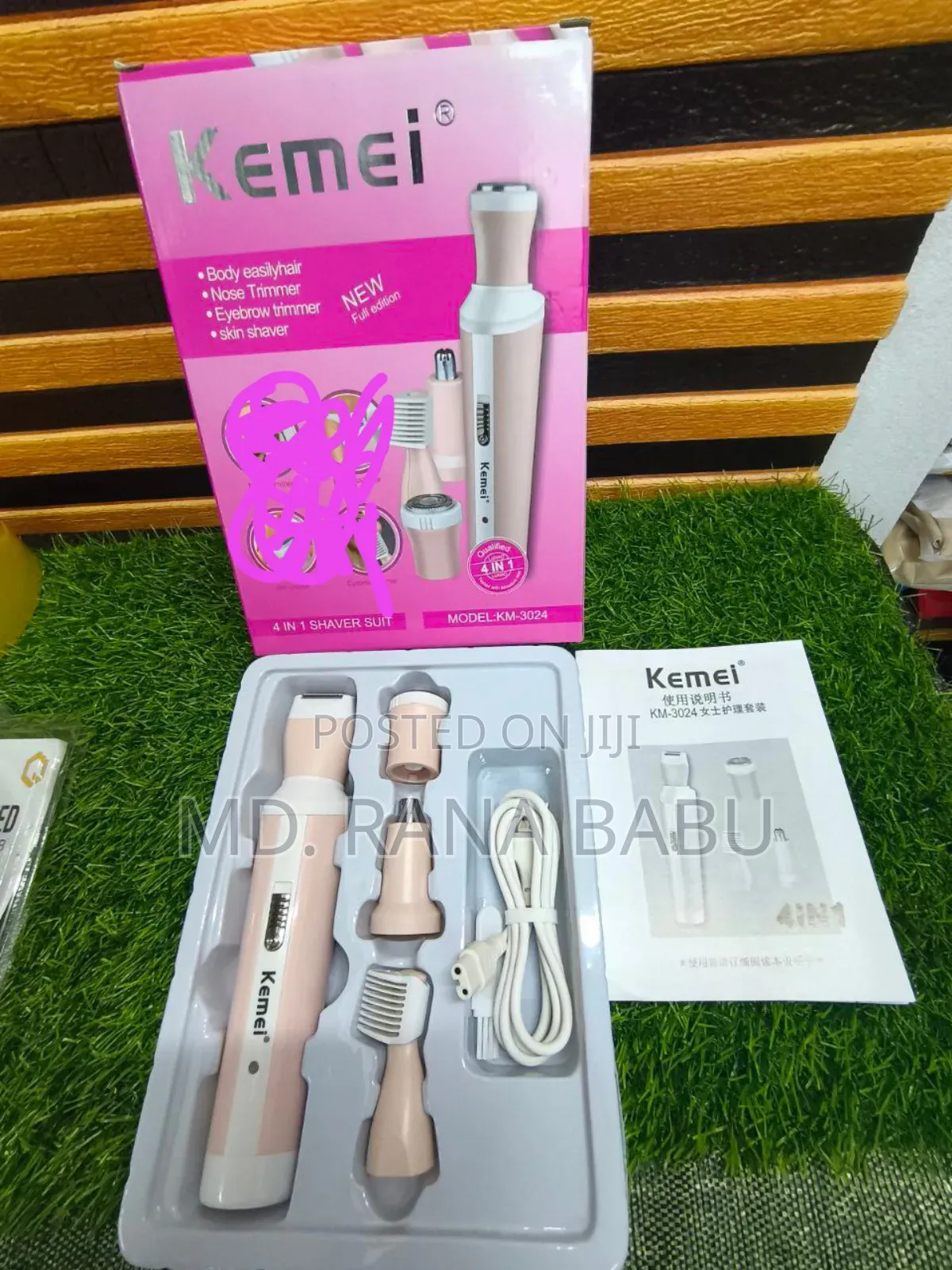 Kemei Km 3024 4 in 1 Rechargeable Lady Shaver and Grooming Kit