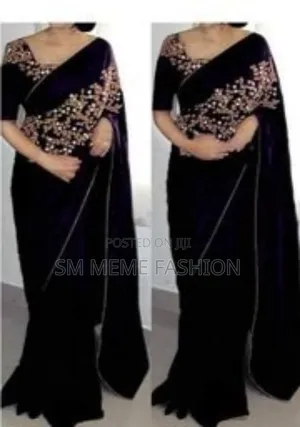 Premium Indian Georgette Embroidery Saree with Blouse Piece