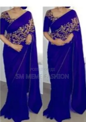 Premium Indian Georgette Embroidery Saree with Blouse Piece