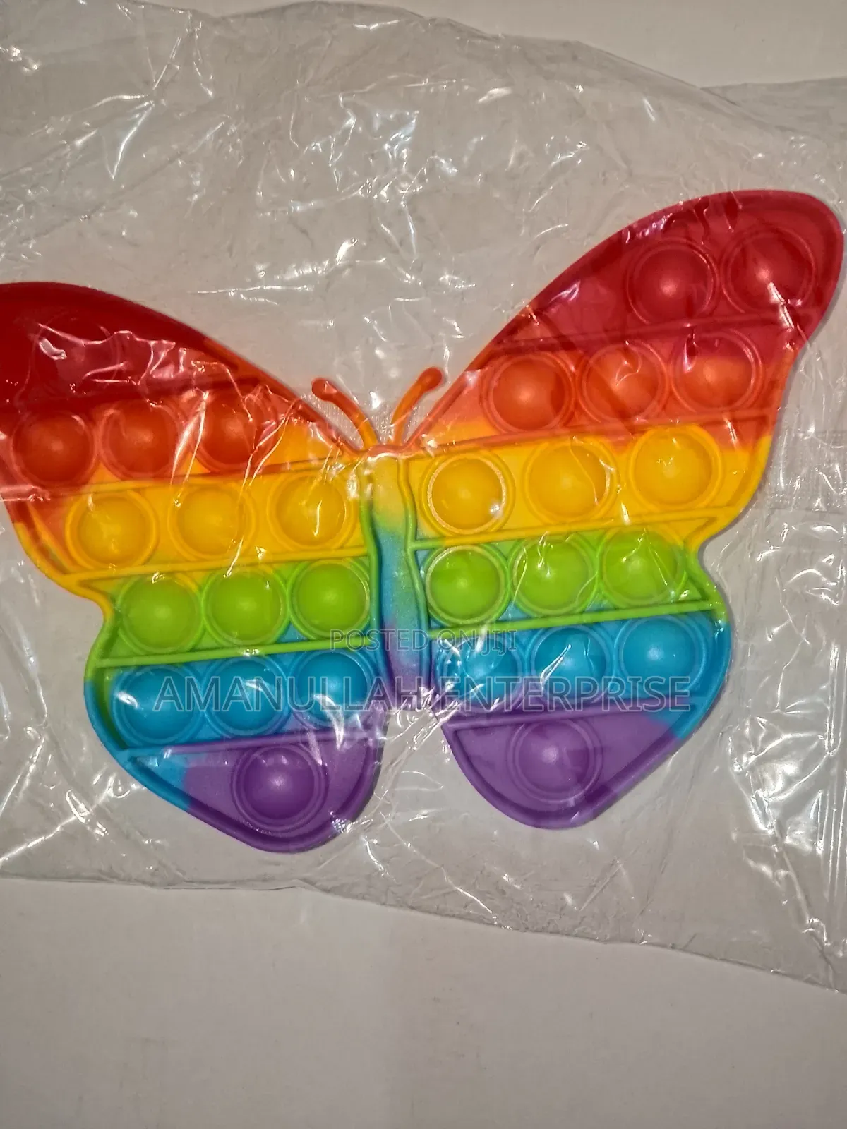 Rainbow Butterfly-Shaped Pop It Push Bubble Fidget Sensory Toy.